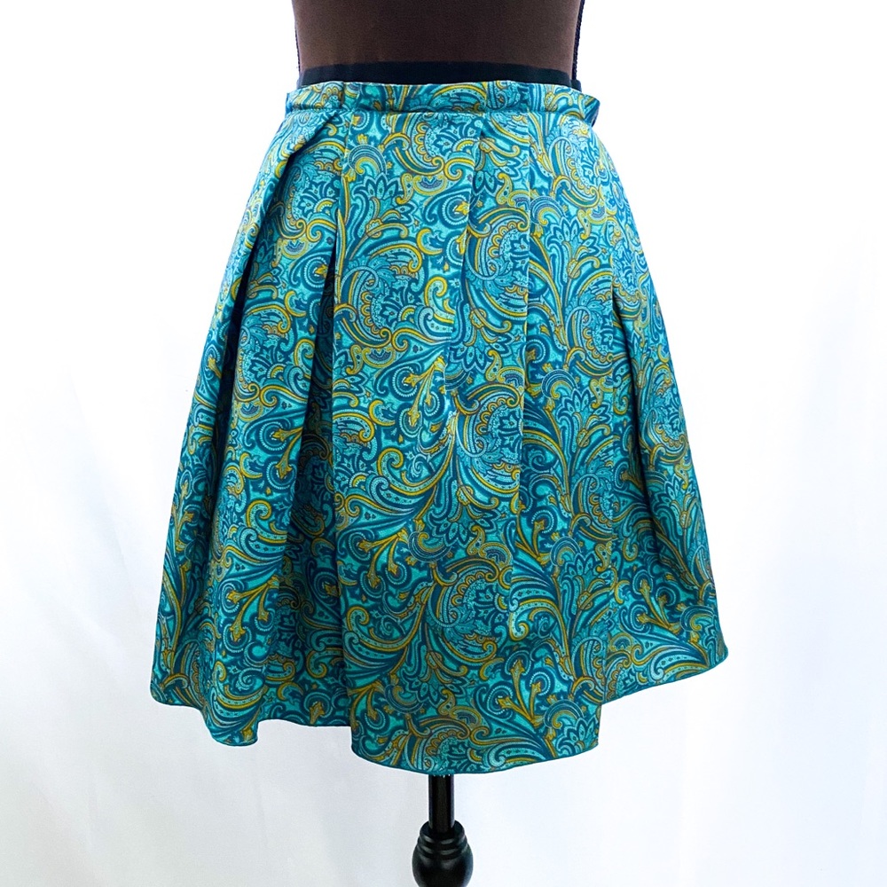 MARC JACOBS Pleated A-line Wool & Silk Blend Skirt Emerald Green Size 4
